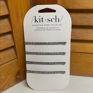 Kitsch Rhinestone Bobby Pins – Black Metal with Silver Sparkle (4pc)